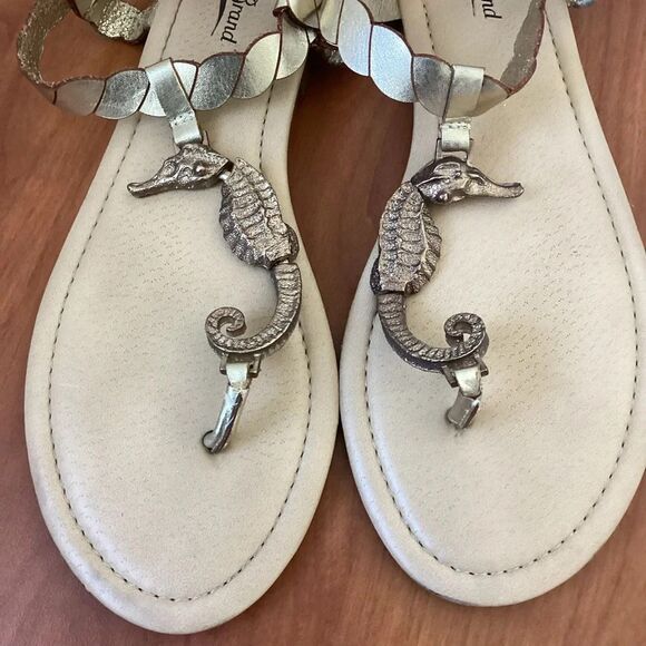 New‎ Lucky Brand Flat Seahorse Sandals Metallic 7.5 / 37.5 Gold - Picture 5 of 10